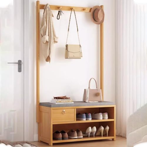 Organiseur de vêtements d'entrée en bois pour sol encombré