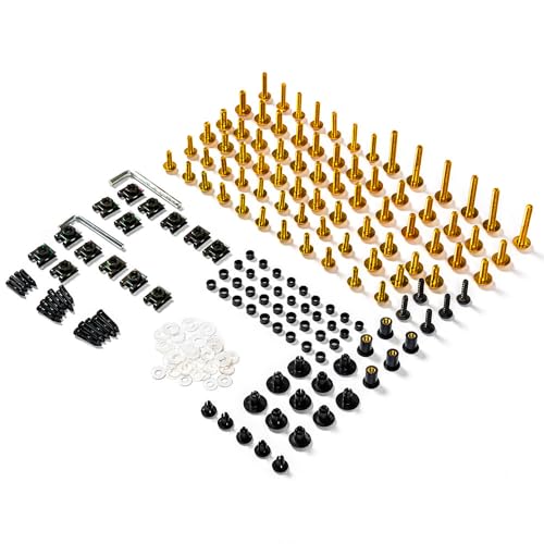 MZYPARTS Universal Motorcycle Complete Fairing Bolts Kit Fit for Kawasaki ZZR1100 / ZX11 1990-2003 91 92 93 94 95 96 97 98 99 00 01 02 Aluminum Full Bodywork Screws Bolt - Gold