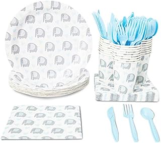 Elephant Animal Party Supplies and Dinnerware Set (144 Pieces, Serves 24)
