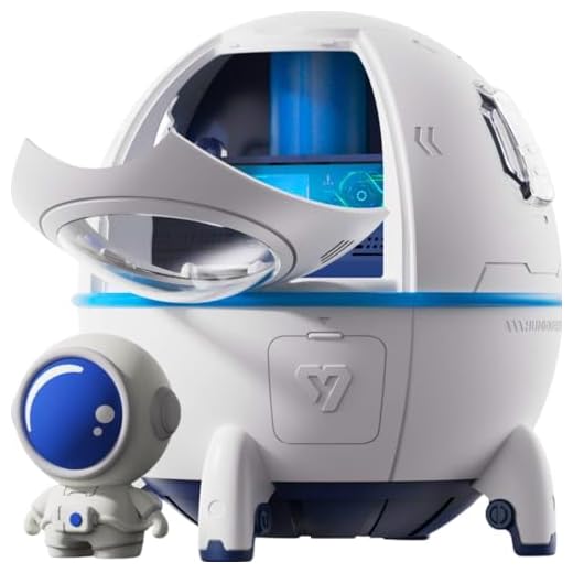 Umidificador de Ar Aromatizador Ambiente Difusor de Aromas Eléctrico Óleos Essenciais Astronauta Nave Espacial Recarregável Bivolt 220ml Com Led Rosa