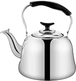 Tetera con infusores para té a granel, apta para estufa, 1L/1.5L/2L, de acero inoxidable, con silbato y asa fría, apta para cocinas de gas, inducción y eléctricas, color plata con patas de pulpo.