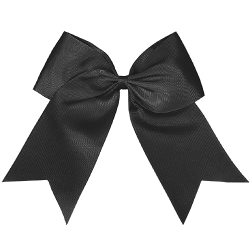 Tobeffect Jumbo Cheer Bows, 8 Inch Black Hair Bow Clips for Girls, Hair Women Cheerleading Bows Softball Team Bows Cheerleader Hair Bows for Halloween Costumes Festivals Birthdays