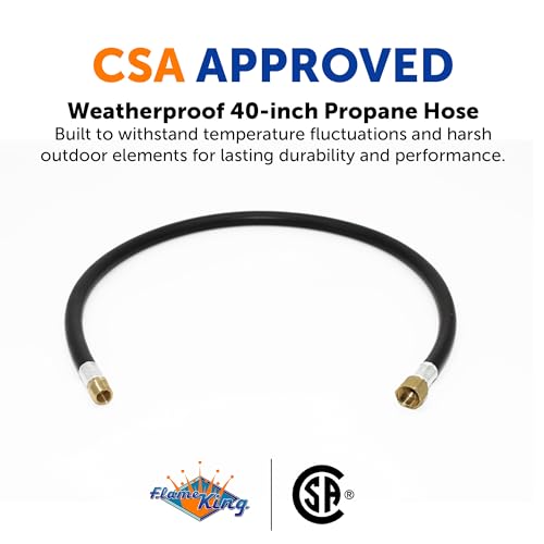 Image of Flame King 40-inch Propane Thermo Plastic Hose Assembly, 3 /8-inch ID, 3 /8-inch MPT X 1 /2-inch Female Flare, for RVs and Travel Trailers