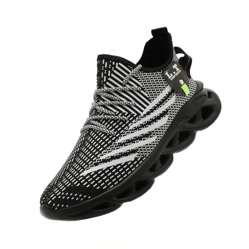 DLWKIPV Men Running Shoes Men's Tennis Shoes Lightweight Breathable Fashion Sneakers Non Slip Workout Gym Shoe for Running Black Size US 8
