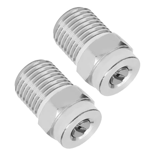 Nicear 2 boquillas de acero inoxidable para hidrolimpiadoras de alta presión, rosca BSPT de 1/4, boquilla de abanico, orificio de 15 grados, 1,2 mm, color plateado.