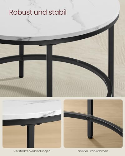 VASAGLE Couchtisch, mit Glasplatte, viel Stauraum, einfacher Aufbau – Ansicht 6