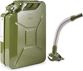 Oipps Invopak 20 Litre Metal Jerry Can, UN Approved Can for Petrol, Diesel, Fuel in Green with Flexible Spout