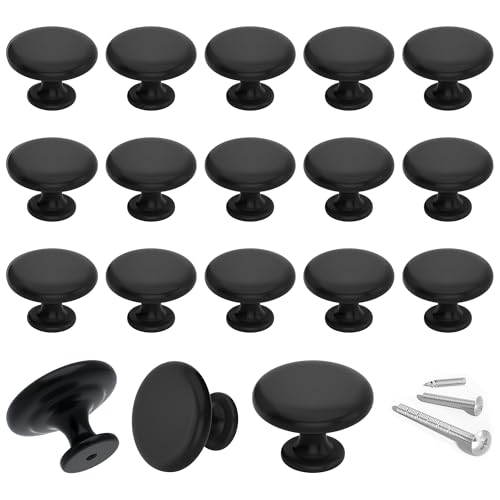 18 Pack Cabinet Knobs 1-1/4", Matte Black Drawer Pulls Barn Door Handle