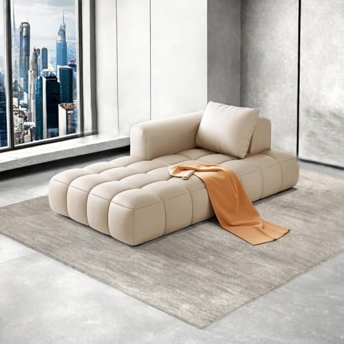Image of LEGACY OF COMFORT Azure Solid Wood Frame Indoor Chaise Lounges Upholstered Chaise Lounge for Living Room (Right Hand Side, BeigeLeatherette)