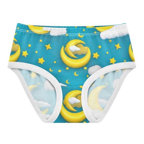 Cotton Toddler Girls Underwear Yellow Crescent Moons Blue Little Girl Panties Stylish Briefs Kids Undies 2t