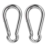 Heavy Duty Carabiner Clip, Lsqurel Stainless Steel Spring Snap Hook Metal Clips for Swing, Fitness,