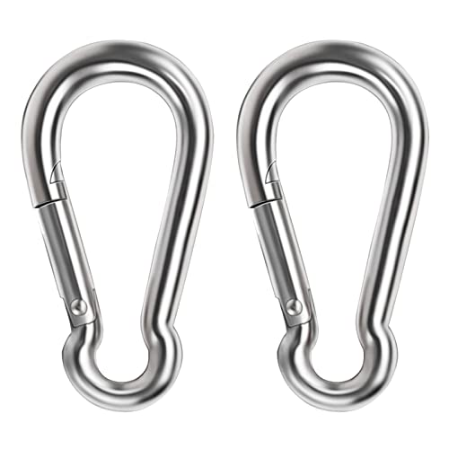 Heavy Duty Carabiner Clip, Lsqurel Stainless Steel Spring Snap Hook Metal Clips For Swing, Fitness, Camping, Hiking (5.5Inch, 2Pcs) #TOP9