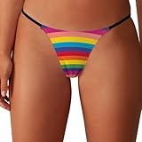 Gay Pride LGBT Rainbow Flag Pattern G-String Thongs for Women Sexy Panties Low Rise Underwear XS