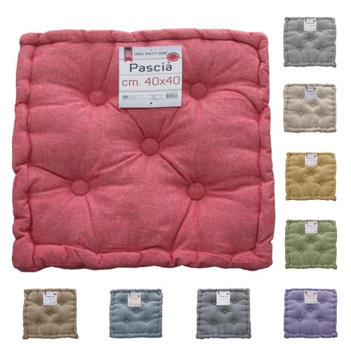 Tata Home Cuscino per Sedia 40x40x7 cm Cuscino Mattonella Sedia da Interno ed Esterno Cuscino Pavimento Materasso Trapuntato Imbottito Colore Rosso