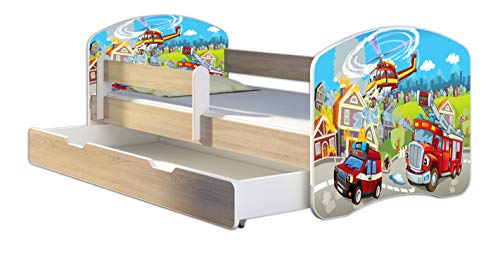 Kinderbett Jugendbett mit einer Schublade und Matratze Sonoma mit...