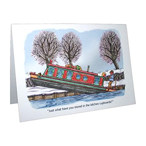 Narrowboats Narrow Boats Humour Cartoon A5 Funny Blank Greeting Card by Armand Foster Cover