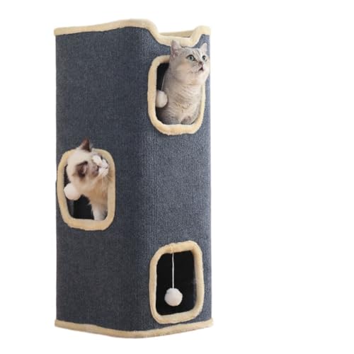 Tirczil キャットハウス 多層構造 キャットハウス タワー 円筒 猫タワー 多機能 多頭飼い 猫 マンション 折りたたみ式 猫 ちぐら 猫 ハウス 室内 猫 寝床 猫ベッド 爪研ぎ サイザル麻 ペットハウス 単層 二階 三階 キャットタワー ミニ ス