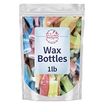 Wax Candy Bottles - Nostalgic Retro Assorted Fruity Liquid Inside Chewy Wax Bottles 1 lb in a Resealable Bag