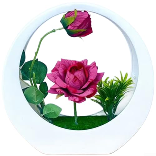 Rose artificielle murale bleu blanc rouge bonsaï suspendu léger - 3