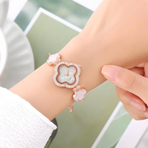 Image of Fancyku Wrist Watches for Women Luxury Unique Rose Gold Diamond Bracelet Watch Fashion Dress Quartz Watches for Women Gift