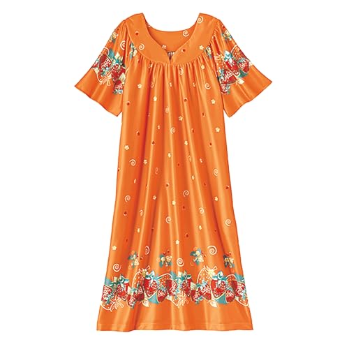Image of AmeriMark Casual Women's Patio Muumuu House Dress Loose Comfortable Short Sleeve Sun Dress Lounger Gown Sleepwear for Ladies