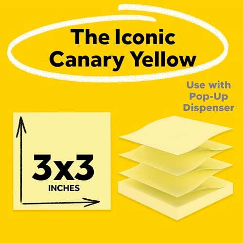 Post-it Super Sticky Dispenser Notes, 3 x 3 in, Canary Yellow, 12 Pads - image 2