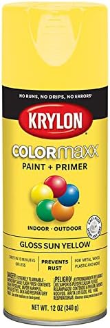 6-Pack of 12 oz Krylon K05541007 Sun Yellow COLORmaxx Paint & Primer Spray Paint, Gloss