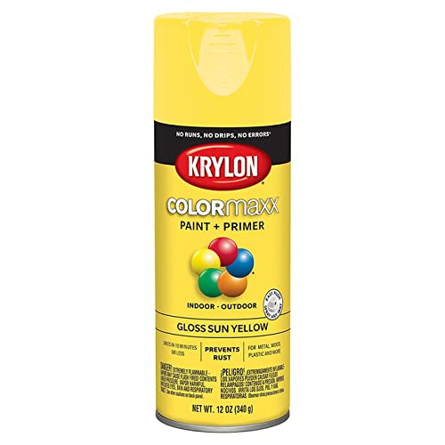6-Pack of 12 oz Krylon K05541007 Sun Yellow COLORmaxx Paint & Primer Spray Paint, Gloss