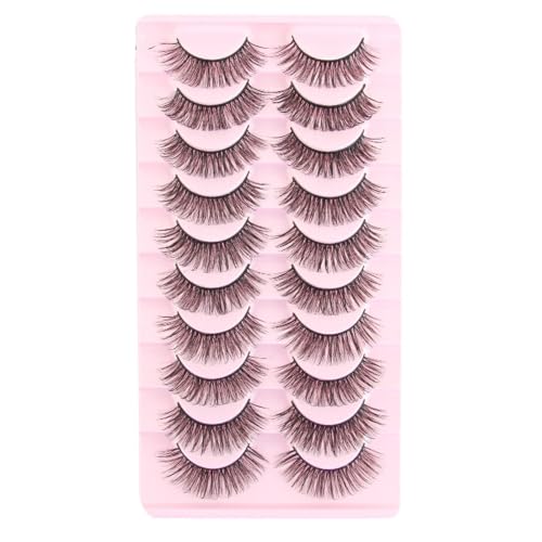 3/10 Pairs Half Cat Eye Natural 3D Volume Mink Soft Full Strip Lashes Set | Gentle adhesive provides comfortable wear, realistic
