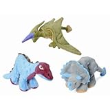 Mini Dinos Frills Triceratops Dog Toy with Chew Guard in Grey