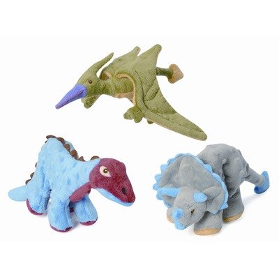 Mini Dinos Frills Triceratops Dog Toy with Chew Guard in Grey
