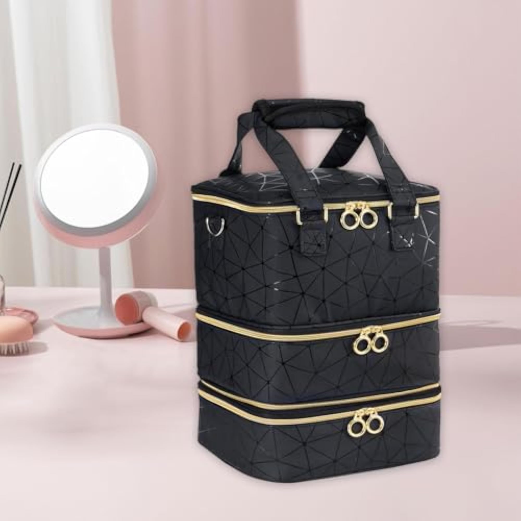 3 Tier Nail Polish Carrying Case Bag for Manicure Tools
