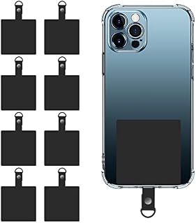 Cobee Universal Phone Tether Tab, 8 Pcs PVC Wrist Phone Lanyard Strap Tether Tab with D-Buckle, Phone Strap Replacement Part for Cell Phone, Safety Lanyard Patch for Safety Drop Protection(Black)