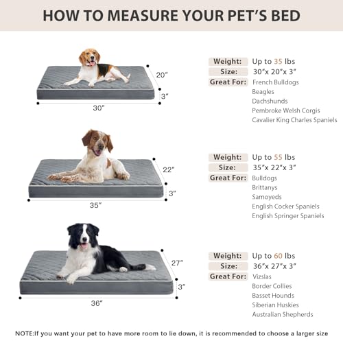 Image of WNPETHOME Orthopedic Dog Bed Medium Size Dog, Waterproof Medium Dogs Bed with Removable Washable Cover, Multi-Needle Quilting Dogs Crate Bed