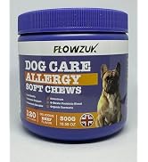 Flowzuk Dog care Allergy relief 120 soft chews dog probiotics for gut health and itchy dog skin r...