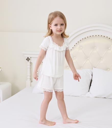 Image of Baby Girls Outfits Sets Summer Tee and Shorts Toddler 2-Piece Set for Kids Cooling Clothes,Viscose Made from Bamboo