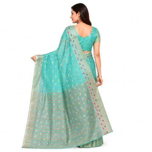 Image of Sarees for Women Wear Organza Silk Banarasi Sari Kanjivaram Pure Paithani Wedding Original Kanchipuram Pattu Sadi with Blouse Piece 2026 (KeriFlower)