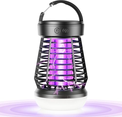 Lámpara Eléctrica Antimosquitos para Interior/Exterior, 2000mAH 365nm UV Matamosquitos Mata Mosquitos Electrico Exterior, LED Bug Zapper Indoor Outdoor, para Interior y Exterior Jardín o Salir Camping