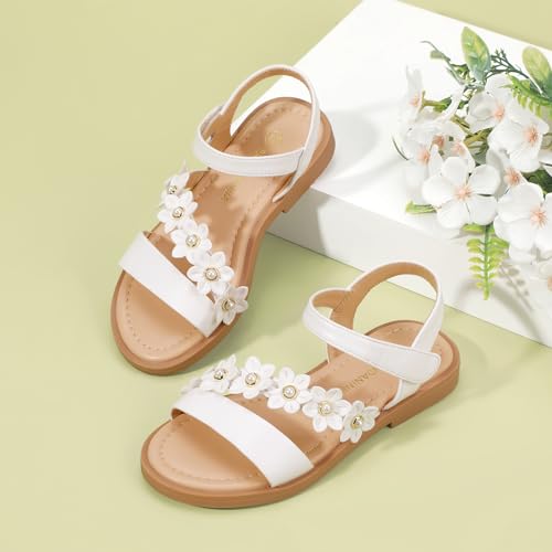 Image of PANDANINJIA Girls Sandals Open Toe Summer Flats Dress Shoes