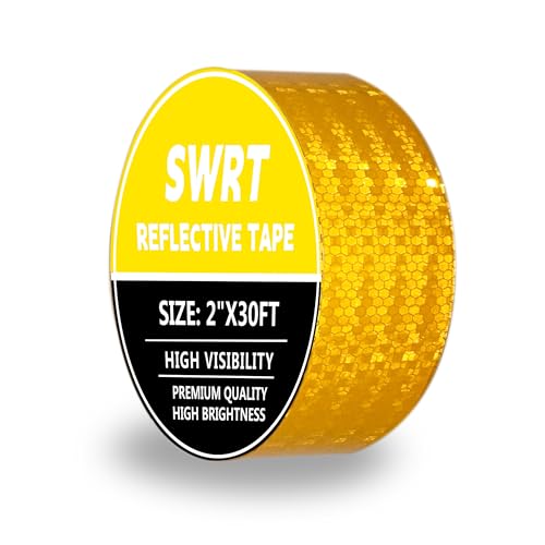 Swrt SL-YL-1 Reflective Tape 2 Inch X 30 Feet Dot-C2 Shining Star Fade Resistant Yellow Reflective Tape Outdoor Waterproof Strong Adhesive Safety Warning Tape Reflector Conspicuity Tape cover