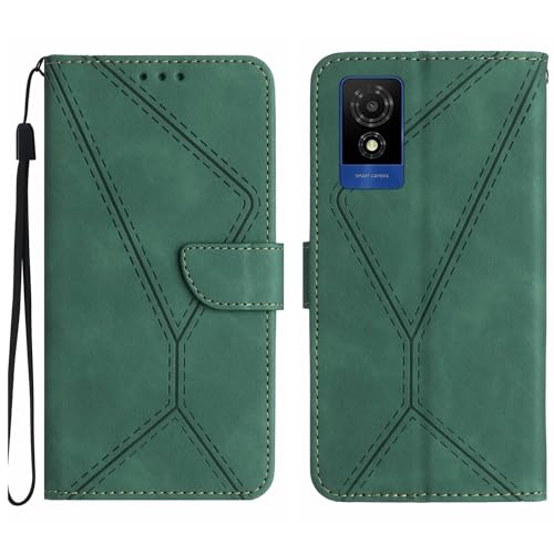 Rfvzubemok Compatible with TCL 502 4G (2023) Case,Compatible with TCL 502 4G (2023) Kickstand Flip Card Slot Magnetic Closure Phone Cover Green