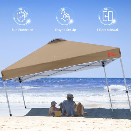 Image of MASTERCANOPY 10x10 Durable Pop Up Canopy Tent with 1 Sidewall, Khaki