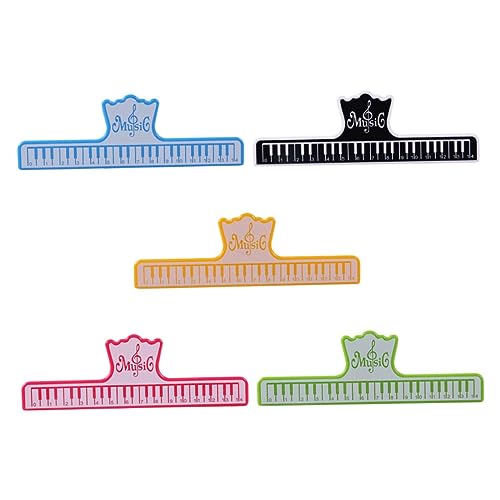 WHAMVOX 5Pcs Piano Score Clips Durable Musical Score Holders for Easy Page Turning Smooth Edges Convenient Music Reading Supplies