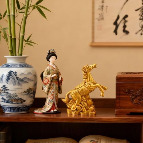 Objet de collection en résine dorée, statuette haut de gamme pour bureau