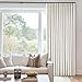 Natural Linen 100% Black Out Pinch Pleated Curtains 108 Inches Long 2 Panels Set for Bedroom Cream Back Tab Thermal Insulated Energy Efficient Blackout Curtains Living Room High Ceiling Length 9 Ft
