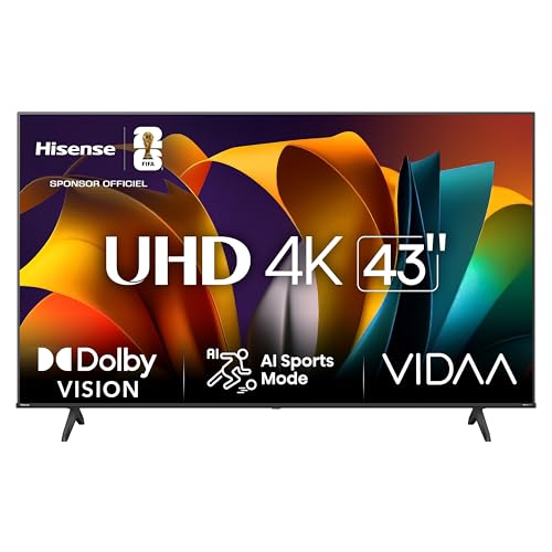 Hisense 43 inch 43 inch 43A6N 4K UHD Dolby Vision HDR VIDAA Smart TV with Youtube, Netflix, Disney+, Channel +(2024 Model)