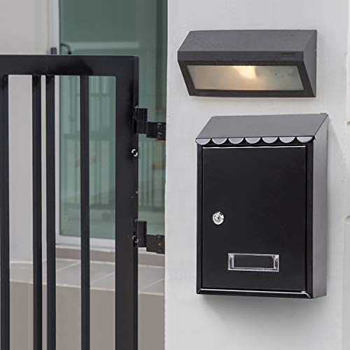 Image of Jssmst Mailboxes Wall Mount with Key Lock - Small Metal Mailboxes Horizontal, 12.4 x 8.3 x 3.05 Inch, Black New