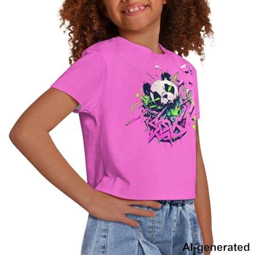Image of Cute Crop Tops for Girls Short Sleeve Summer T Shirts Fashion Graphic Tees Crew Neck Pullover Tee 5-14 Years
