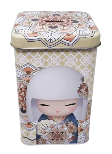 Kimmidoll Pot tirelire design inspiration japonaise valeur représentée kioko bonheur en métal étain ouvert et réutilisable 21 x 13 cm