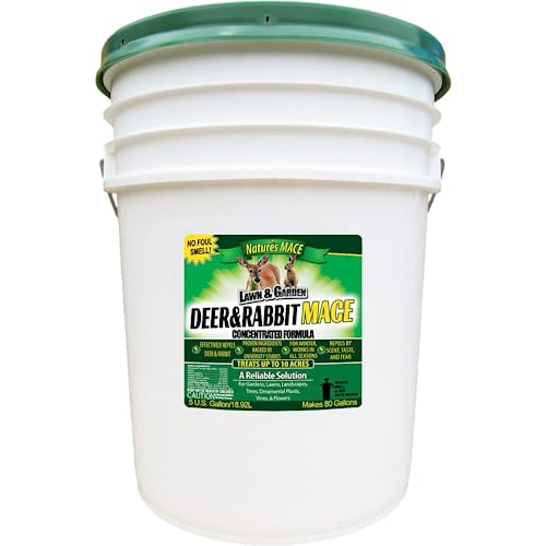 Nature&rsquo;s MACE Deer and Rabbit Mace, Deer Repellent for Plants, Lawns, Flowers, Gardens, Deer Repellent Spray, Keep Deer Out, Deterrent, All-Season Protection, 5 Gallon Concentrate, Treats 10 Acres